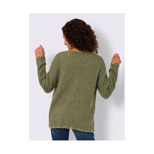 Veste En Tricot Joli Aspect Tricoté Main - Linea Tesini - Kaki-Écru Chiné