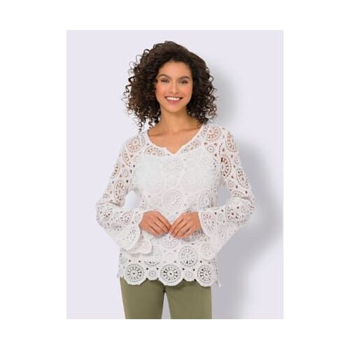 T-Shirt À Manches Longues Dentelle Macramé Décorative - Linea Tesini - Couleur Ivoire