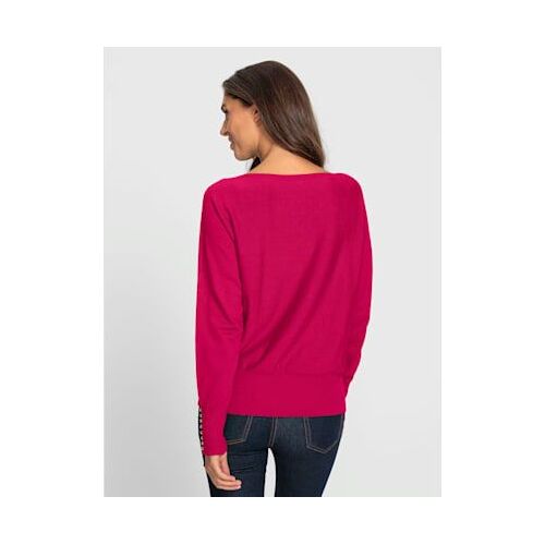 Pull Chauve-Souris Tricoté En Parallèle - Ashley Brooke - Fuchsia