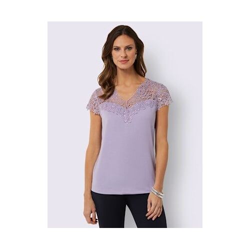 T-Shirt En Dentelle Empiècement En Dentelle - Fair Lady - Parme