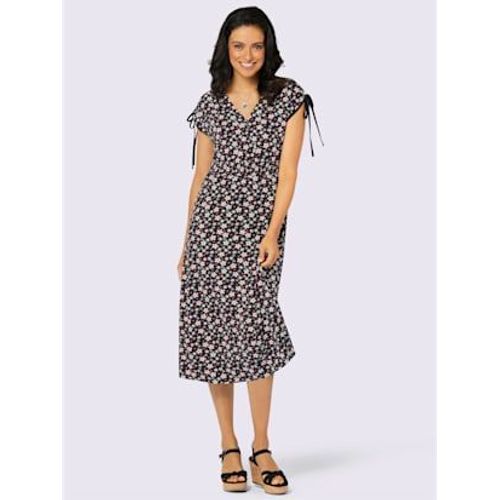 Robe En Jersey Viscose - - Noir-Rouge Imprimé