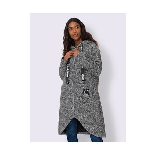 Manteau D'hiver Coupe Ample - Mandarin - Noir-Écru Chiné