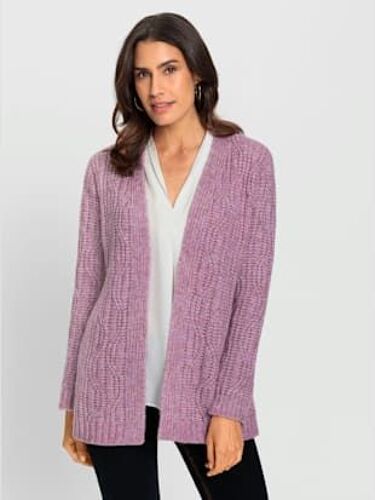 Veste En Tricot Fil Chiné Doux - - Orchidée Chiné