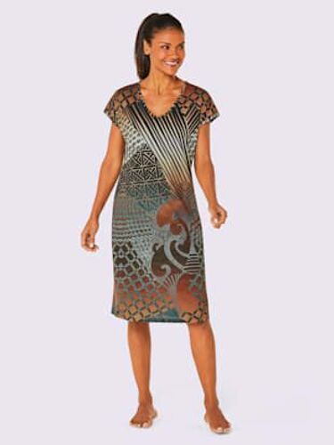 Robe D'été Jersey Fin - - Chamois-Jade Imprimé