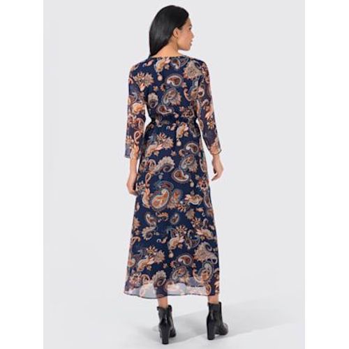 Robe Longue Qualité Tissée - - Bleu Foncé - Motifs