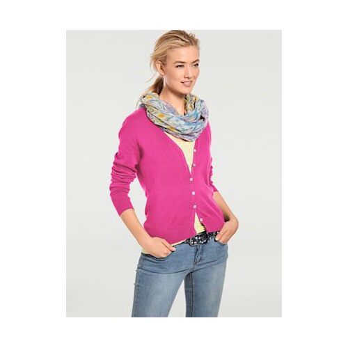 Veste En Tricot Fin Style Cardigan - Linea Tesini - Fuchsia