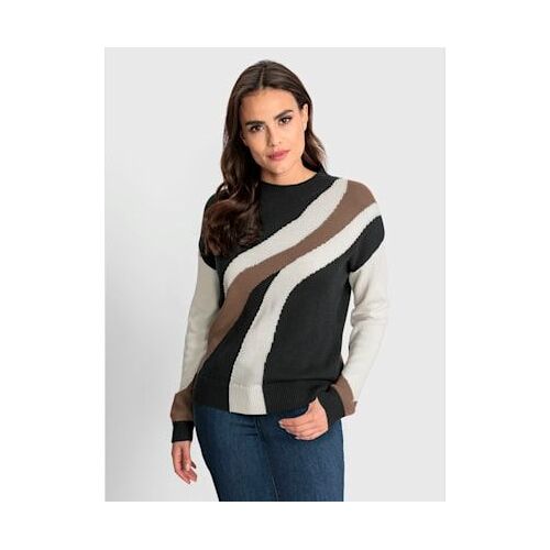 Pull Encolure Ronde Combinaison De Couleurs Tendance - Rick Cardona - Marron-Noir À Motifs