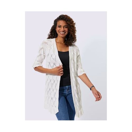 Veste En Tricot Ajouré Motif Ajouré Léger - - Blanc
