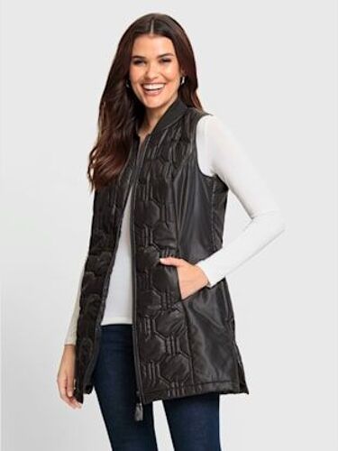 Gilet Long Zippé Double Curseur - - Noir