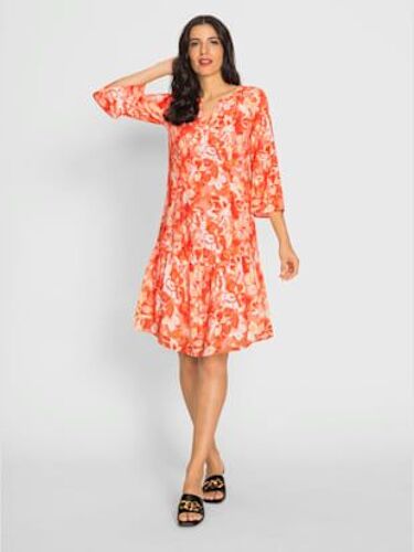 Robe Imprimée Motif Estival - Ashley Brooke - Orange-Écru Imprimé