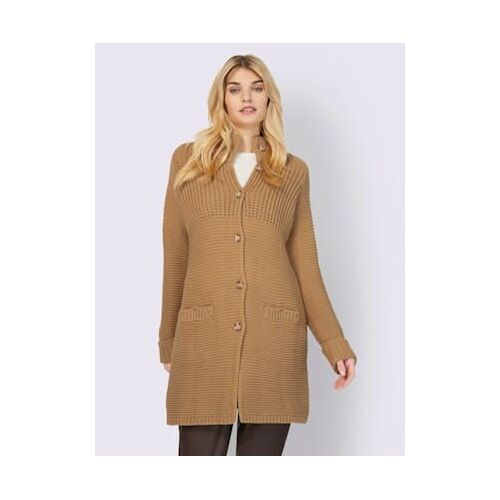 Veste En Tricot 15% Laine - Linea Tesini - Couleur Chamois