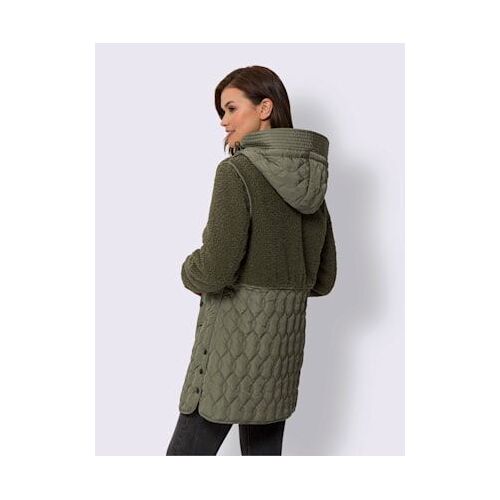 Veste Longue Superbe Mélange De Matières - Mandarin - Kaki
