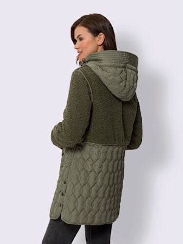 Veste Longue Superbe Mélange De Matières - Mandarin - Kaki