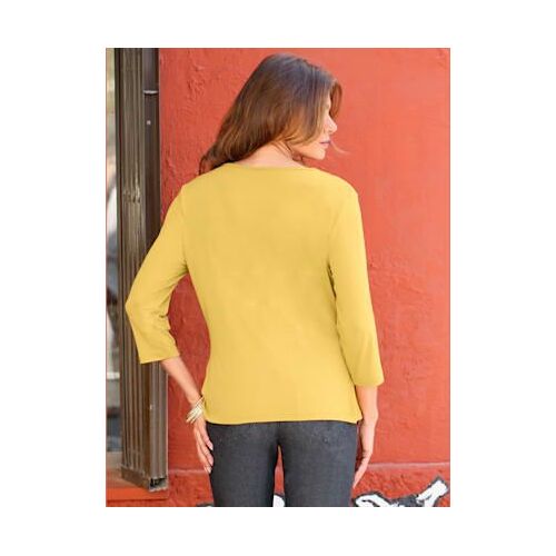 T-Shirt Femme Souple Col Bénitier Manches 3/4 - - Citron Vert