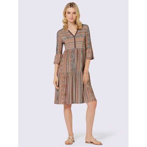 Robe En Jersey Entretien Facile - - Terre Cuite-Écru Imprimé