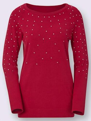 Pull Femme Orné De Petits Cristaux Scintillants - Alessa W. - Rouge