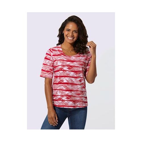 T-Shirt À Manches Courtes Pur Coton - Collection L - Rouge-Blanc Imprimé