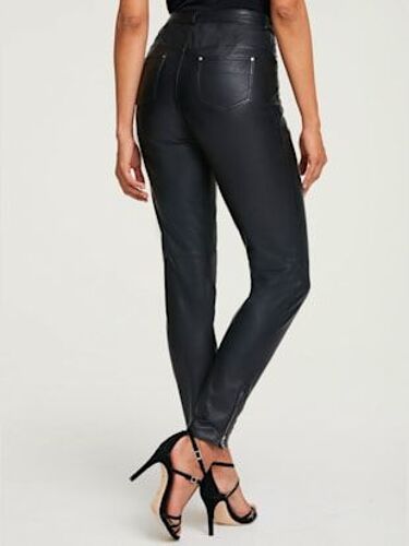 Pantalon En Cuir Cuir D'agneau Souple - Ashley Brooke - Noir