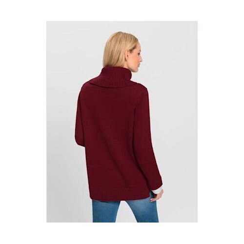 Pull À Col Roulé Empiècement Chemisier Manches Et Ourlet - Rick Cardona - Rouge Foncé