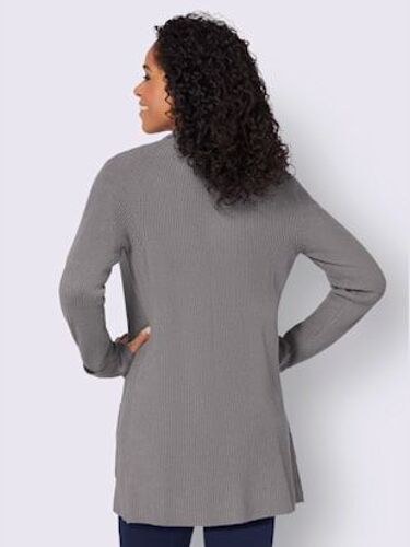 Veste Longue En Tricot 50% Viscose - Collection L - Gris Pierre
