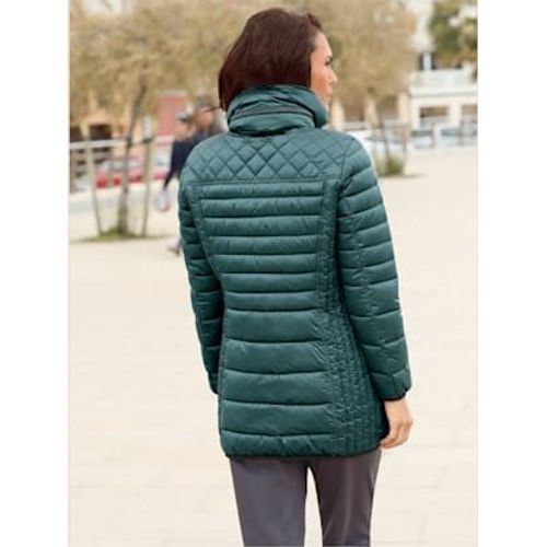 Doudoune Chaude Matelassé Légèrement Brillante Col Montant - - Bleu Pétrole