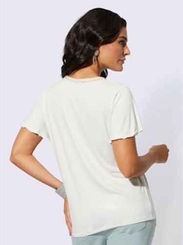 T-Shirt En V Avec Viscose (Ecovero) - Creation L - Écru