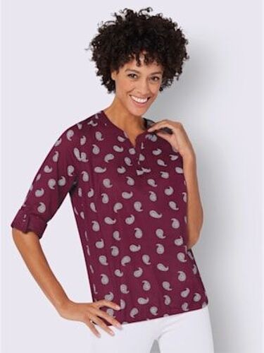 Chemisier Imprimé Col Rond Manchettes Boutonnées - - Mûre Imprimé
