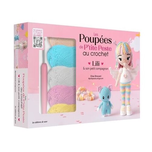 Les Poupées De P'tite Peste Au Crochet - Lili & Son Compagnon - Coffret Avec 1 Livre, 5 Pelotes, 1 Crochet, De La Ouate, Du Fil À Broder Et 1 Aiguille