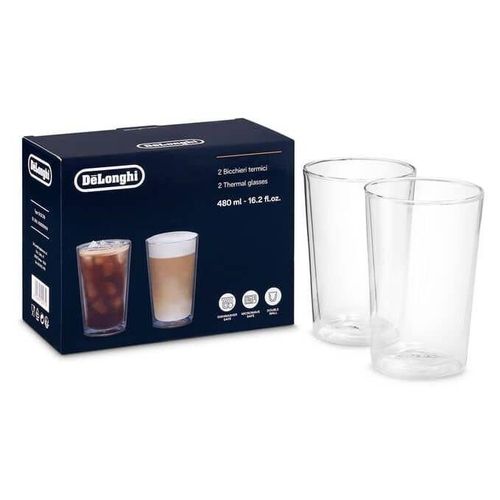 Lot De 2 Verres Thermiques En Verre Borosilicate À Double Paroi De'longhi - 500 Ml - Blanc