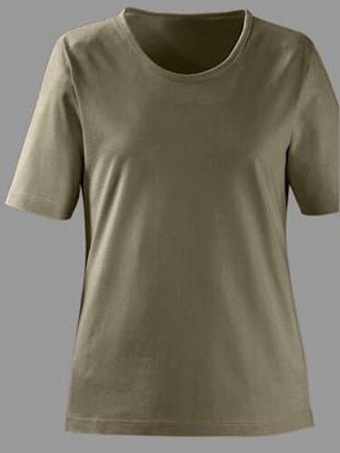 T-Shirt À Encolure Ronde Pur Coton - - Vert Olive