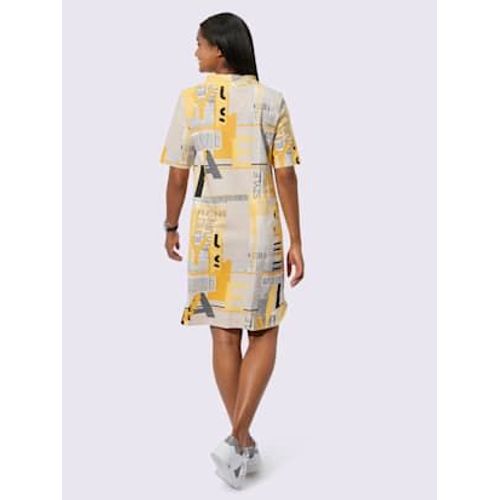 Robe En Jersey Coupe Affinante - - Ocre-Sable Imprimé