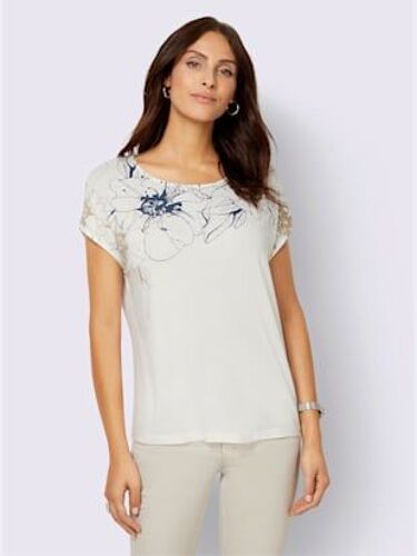 T-Shirt À Manches Courtes Qualité Viscose Douce - Fair Lady - Sable-Bleu Fumée Imprimé