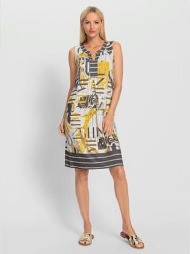 Robe En Jersey Viscose Douce Et Fluide - Rick Cardona - Jaune Soleil-Noir Imprimé