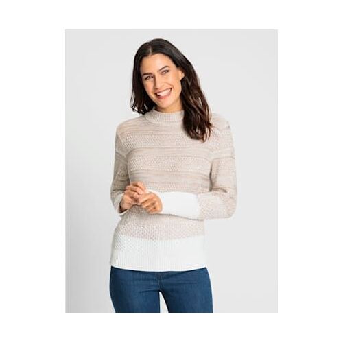 Pull À Manches Longues Qualité Coton - - Sésame-Écru Chiné
