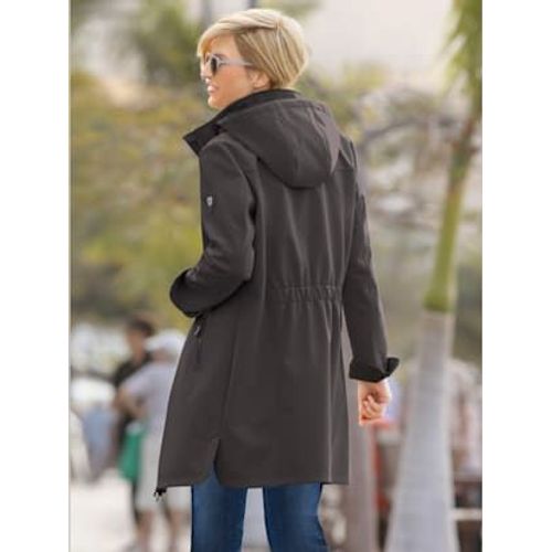 Veste Coupe Vent Longue Qualité Softshell Col Montant Avec Capuche - Collection L - Anthracite