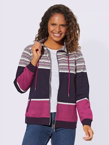 Veste Sweat Pur Coton - Collection L - Marine-Fuchsia