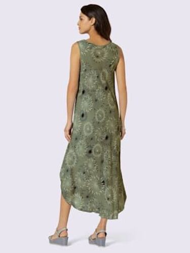 Robe Imprimée Pure Viscose - - Kaki-Graphite Imprimé