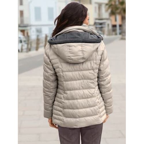 Doudoune Capuche Amovible - - Couleur Ivoire-Gris Pierre