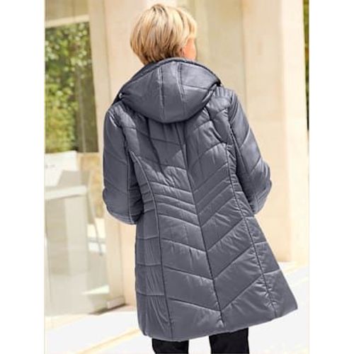 Doudoune Matelassée Col Montant Capuche Amovible - - Gris