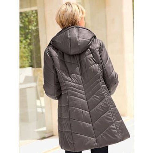 Doudoune Matelassée Col Montant Capuche Amovible - - Taupe