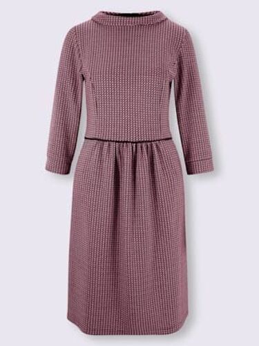 Robe En Jersey 65% Coton - Linea Tesini - Noir-Vieux Rose À Motifs