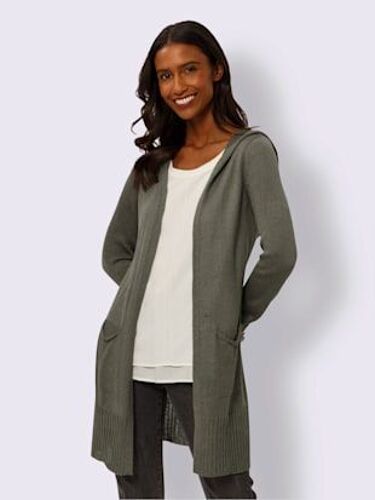 Veste À Capuche En Tricot Fil Brillant - Mandarin - Kaki