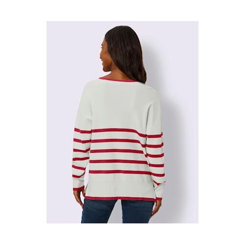 Pull À Rayures 70% Viscose - Best Connection - Rouge-Écru À Rayures