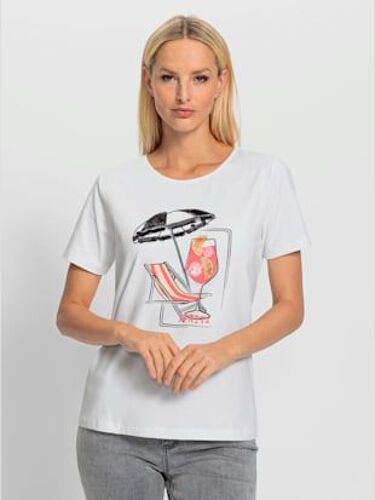 T-Shirt À Manches Courtes Motif Imprimé Devant - Rick Cardona - Blanc-Corail Imprimé