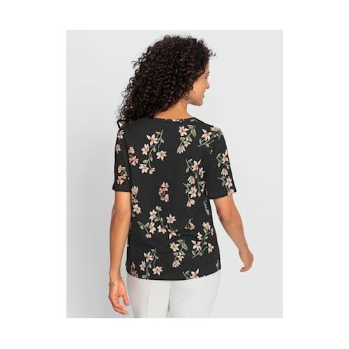 T-Shirt À Manches Courtes 50% Coton Et 50% Modal - - Noir-Écru Imprimé