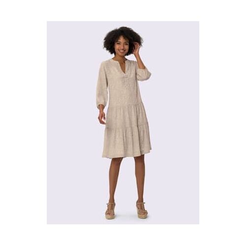 Robe Imprimée Qualité Tissée - Linea Tesini - Champagne-Beige Imprimé