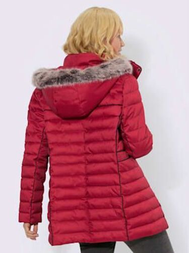 Doudoune Longueur Amovible - - Rouge-Cerise À Motifs