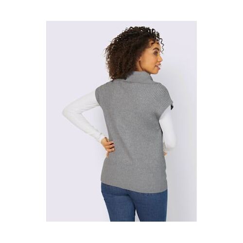 Débardeur En Tricot 2 Types De Cols : Col Montant Ou À Revers - Best Connection - Gris Chiné
