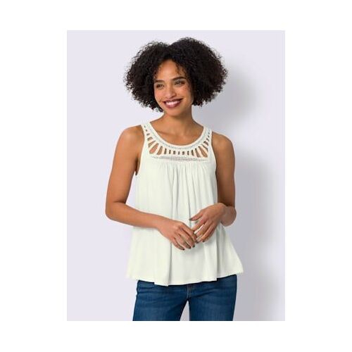 Débardeur Dentelle Crochetée À L'encolure Ronde - Linea Tesini - Écru