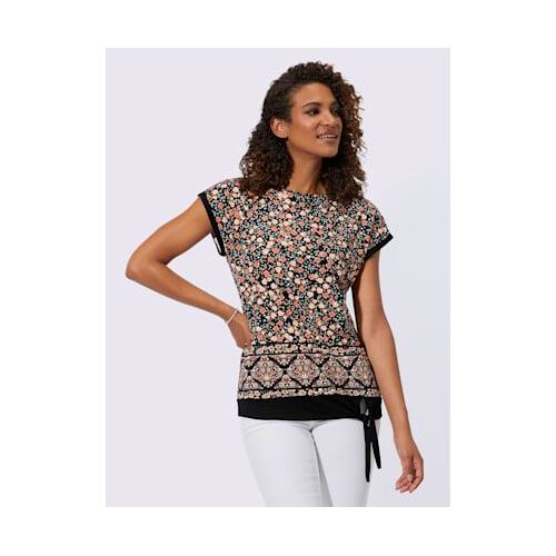 T-Shirt À Manches Courtes Viscose (Ecovero) - - Papaye-Noir Imprimé